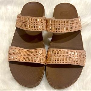Fitflop Rose Gold Two Strap Women Sandals Size 9